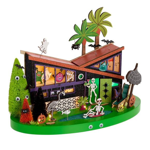 Cost Plus World Market Other - Mid Century Halloween House Large Party Laser Cut Wood Light Up LED Decor NEW